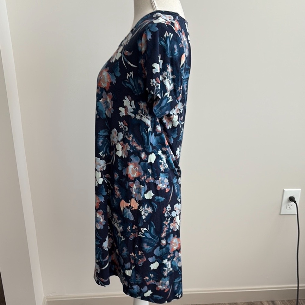 Soma Nightgown Floral Navy Short Sleeve Stretchy Size S Knee Length - Picture 5 of 5